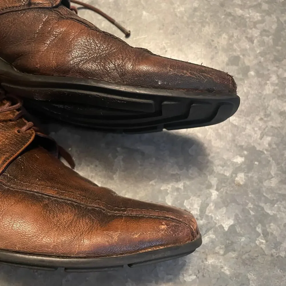 Kenzo Mens Brown Leather Square Toe Dress Shoes 6.5 Business Casual Designer